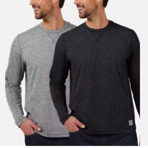 NEW Rugged Elements Men's S 2 Pack Sueded Long Sleeve Crew Small Black & Gray